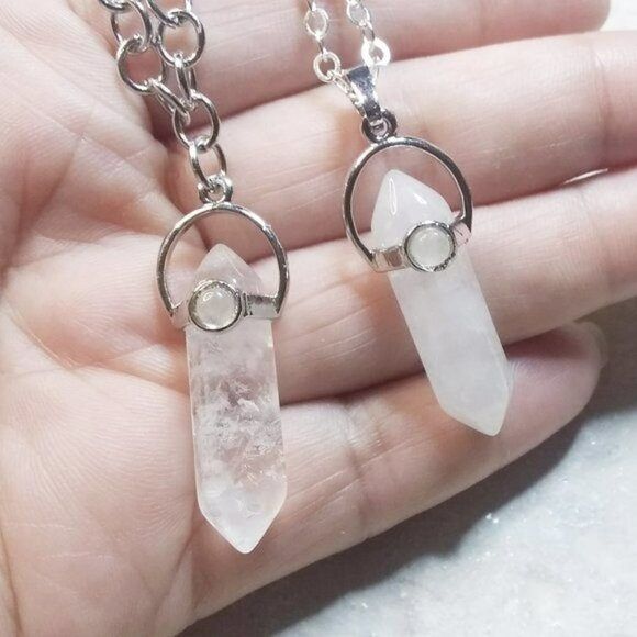 Terminated Point Crystal Quartz Pendant w. 20" Chain - Focus Meditations - Picture 6 of 14